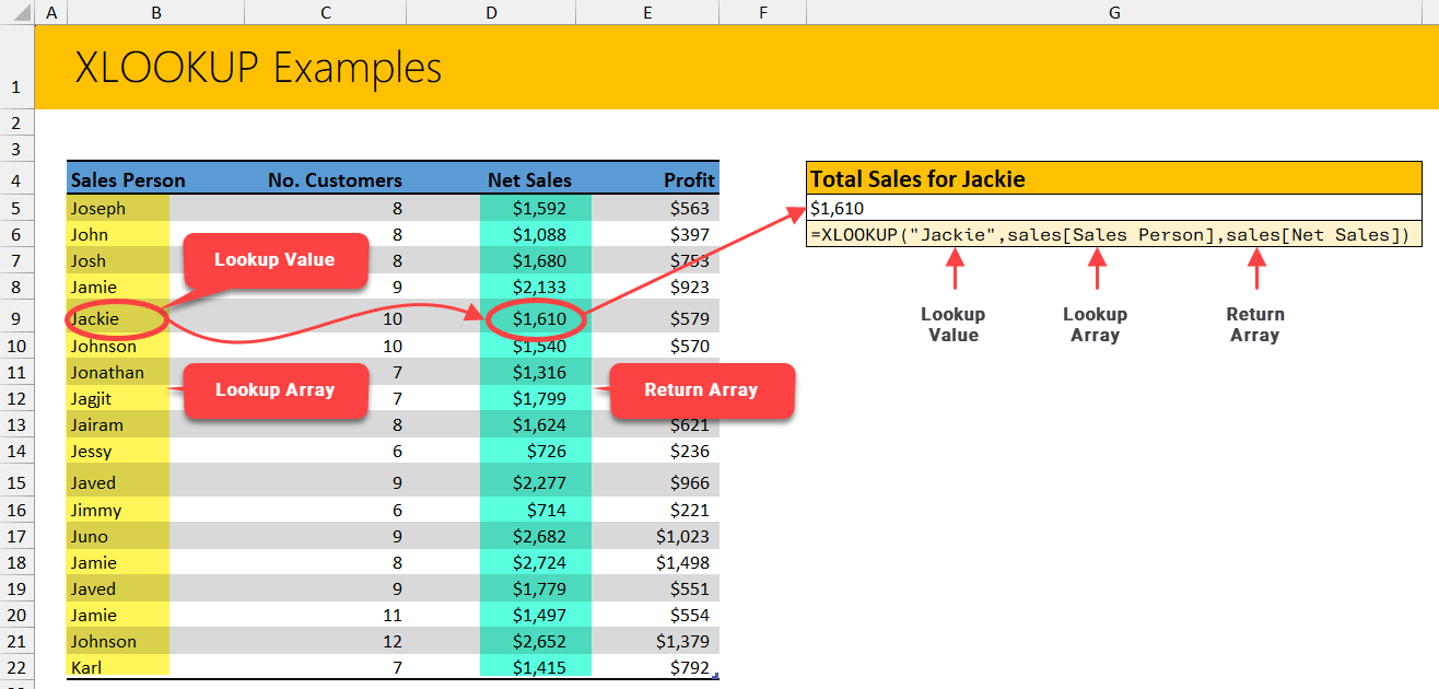 xlookup function in Excel - how to use it?