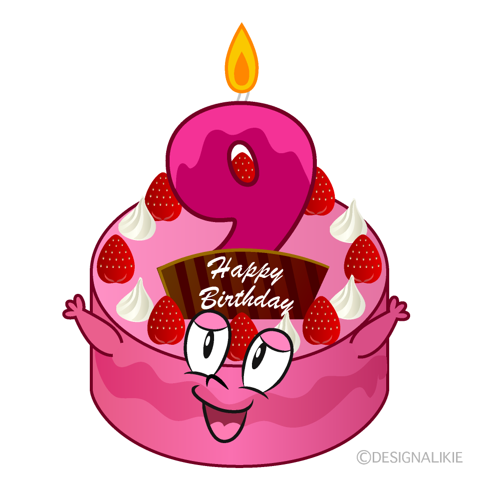 9th Birthday Cake Cartoon Character Image