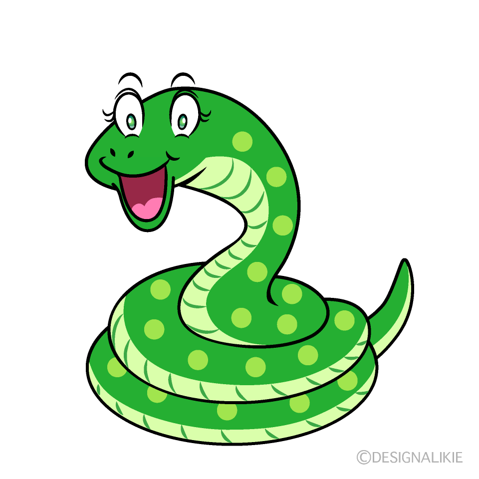 Surprising Green Snake Cartoon Character Image