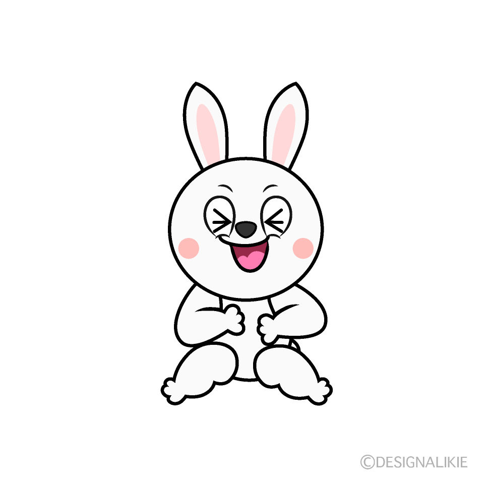 Laughing White Rabbit Cartoon Character Image