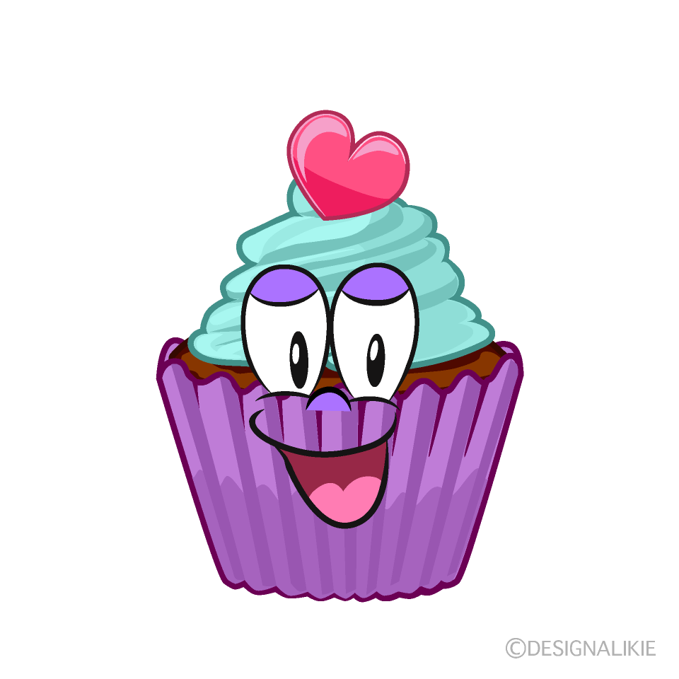 Smiling Cupcake Cartoon Character Image