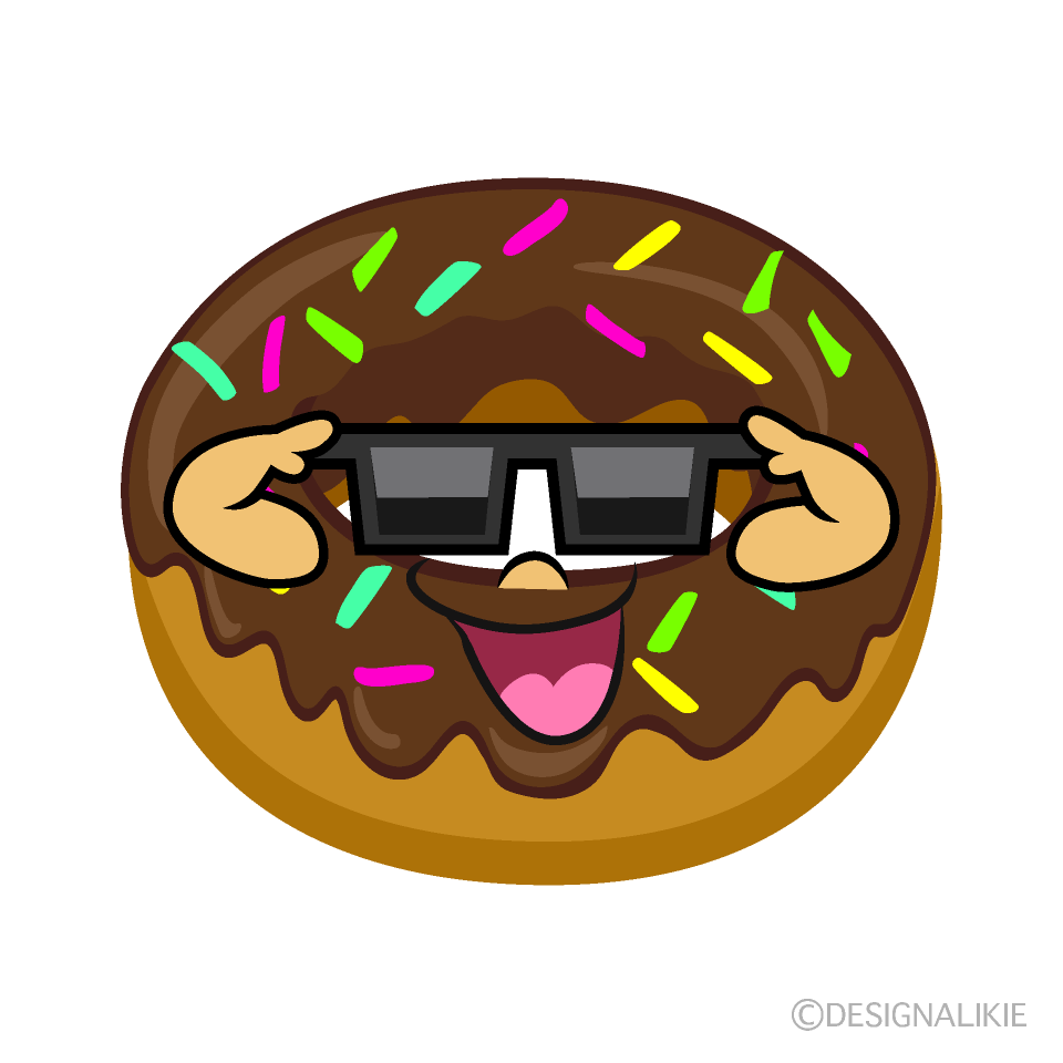 Donut with Sunglasses Cartoon Character Image