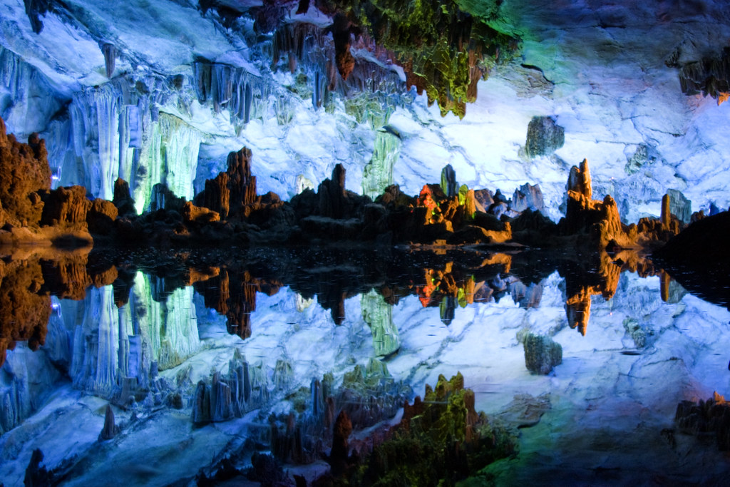 The beautiful multicolored manufactured light illuminates icicles, pillars, and stone formations that look like a number of rare things, including veggies, mythological creatures, and the Statue of Liberty