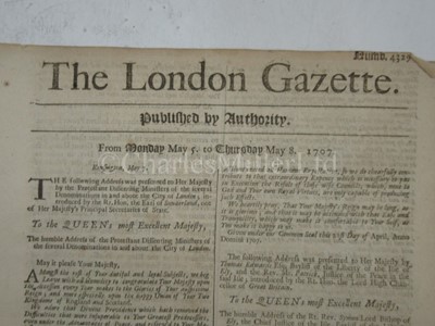 Lot 168 - THE LONDON GAZETTE: THE ACTION OF 2ND MAY 1707