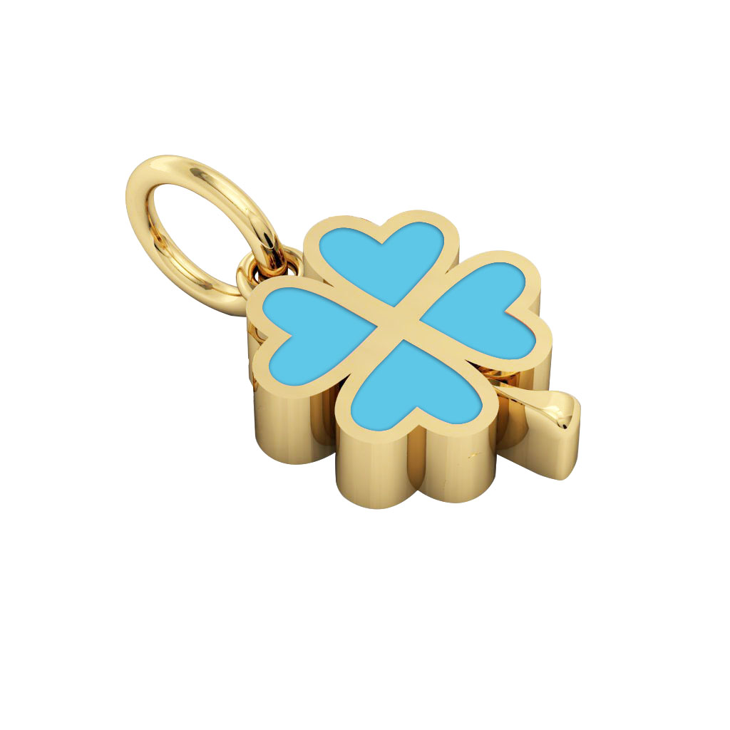 Big Quatrefoil Pendant, made of 925 sterling silver / 18k gold finish with turquoise enamel