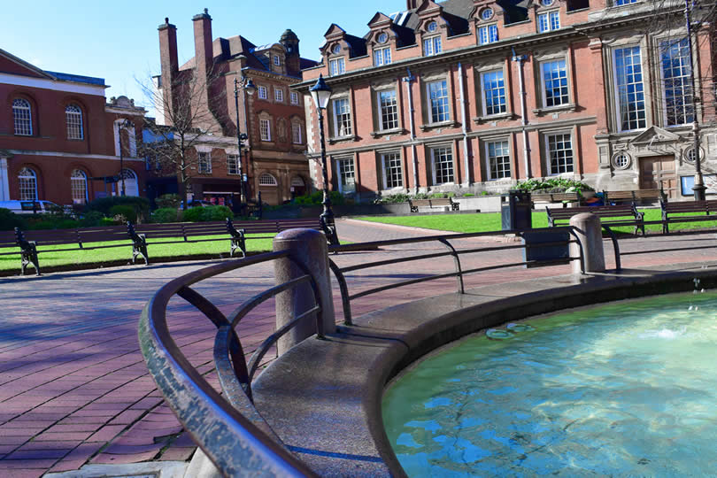 Leicester England town square