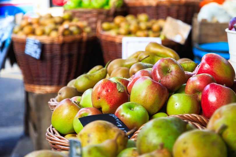 fruits at a market in UK