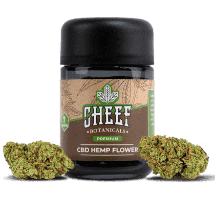 cbd flower with product jar