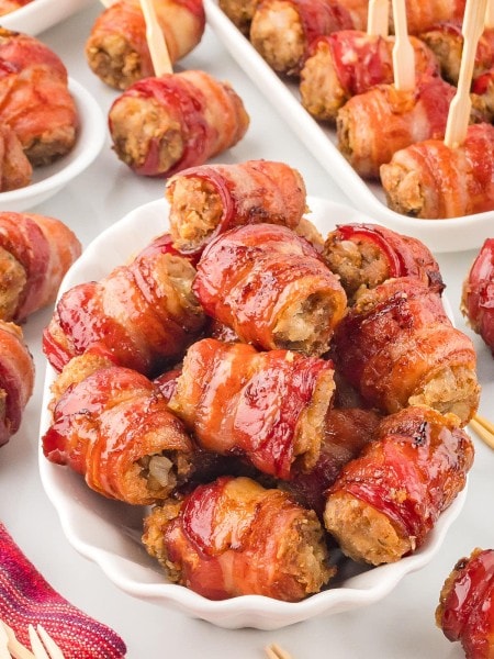 A bowl of Bacon Stuffing Rolls.