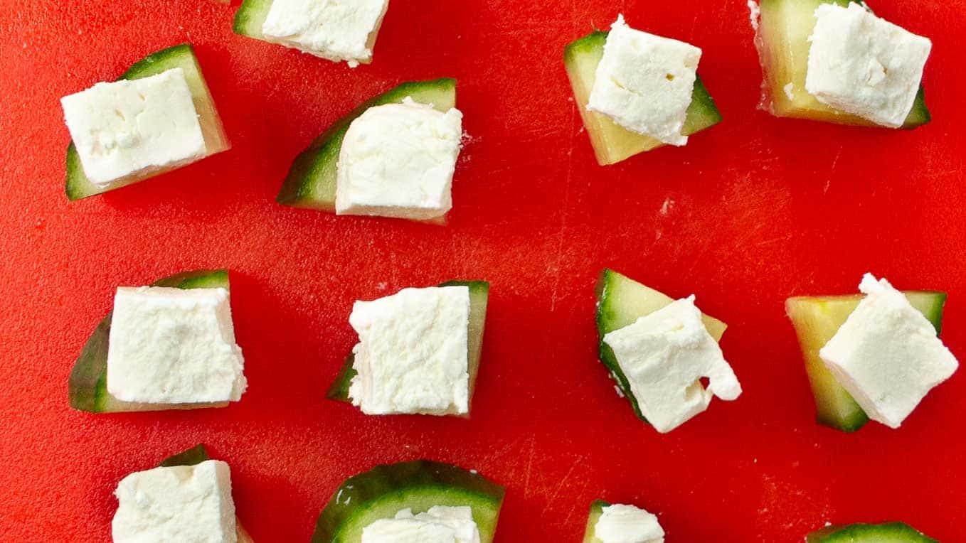 Salad On A Stick - Cucumbers and Feta cheese