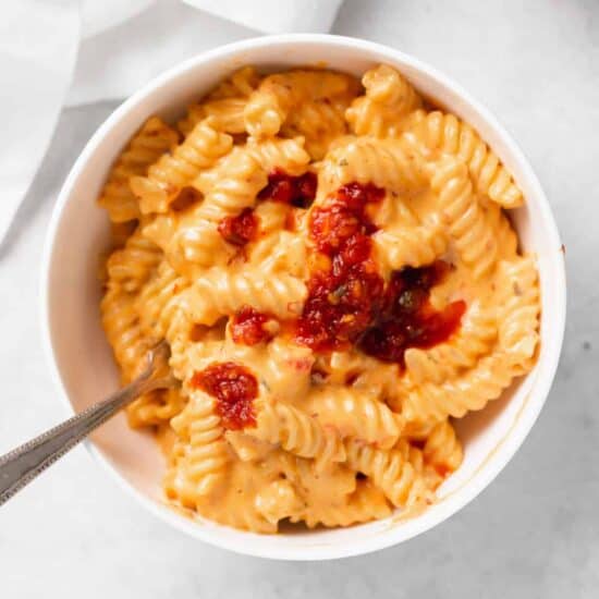 Mac and cheese in a bowl.