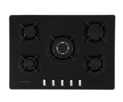 Rangemaster RMB70HPNGFGL 70cm 5 Burner Black Glass Gas Hob