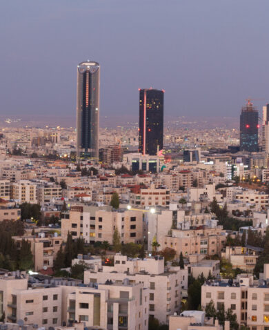 Panoramic shot of the new downtown of Amman city the capital of Jordan.