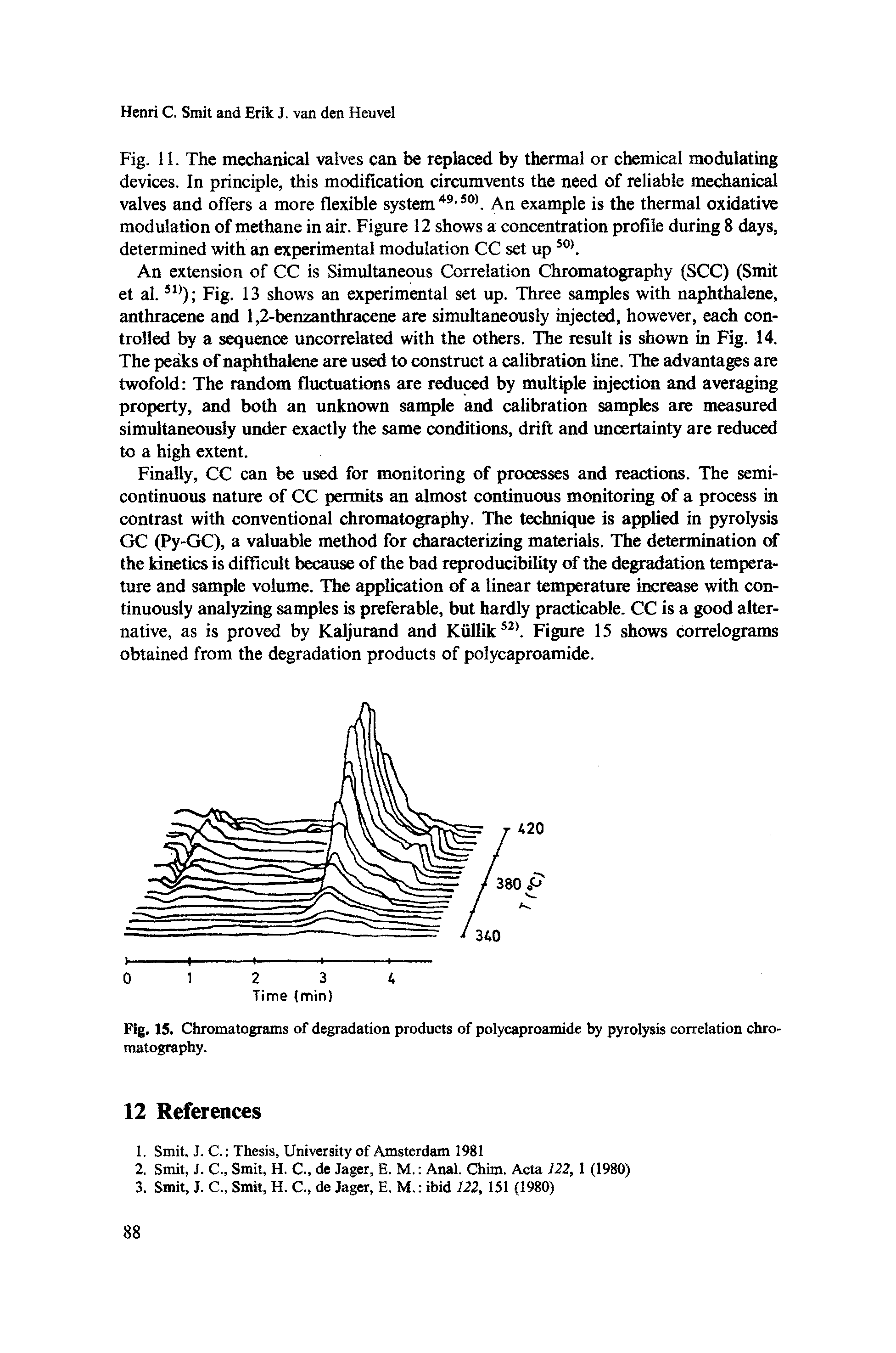 Fig. 11. The mechanical valves can be replaced by thermal or chemical modulating devices. In principle, this modification circumvents the need of reliable mechanical valves and offers a more flexible system s . An example is the thermal oxidative modulation of methane in air. Figure 12 shows a concentration profile during 8 days, determined with an experimental modulation CC set up...