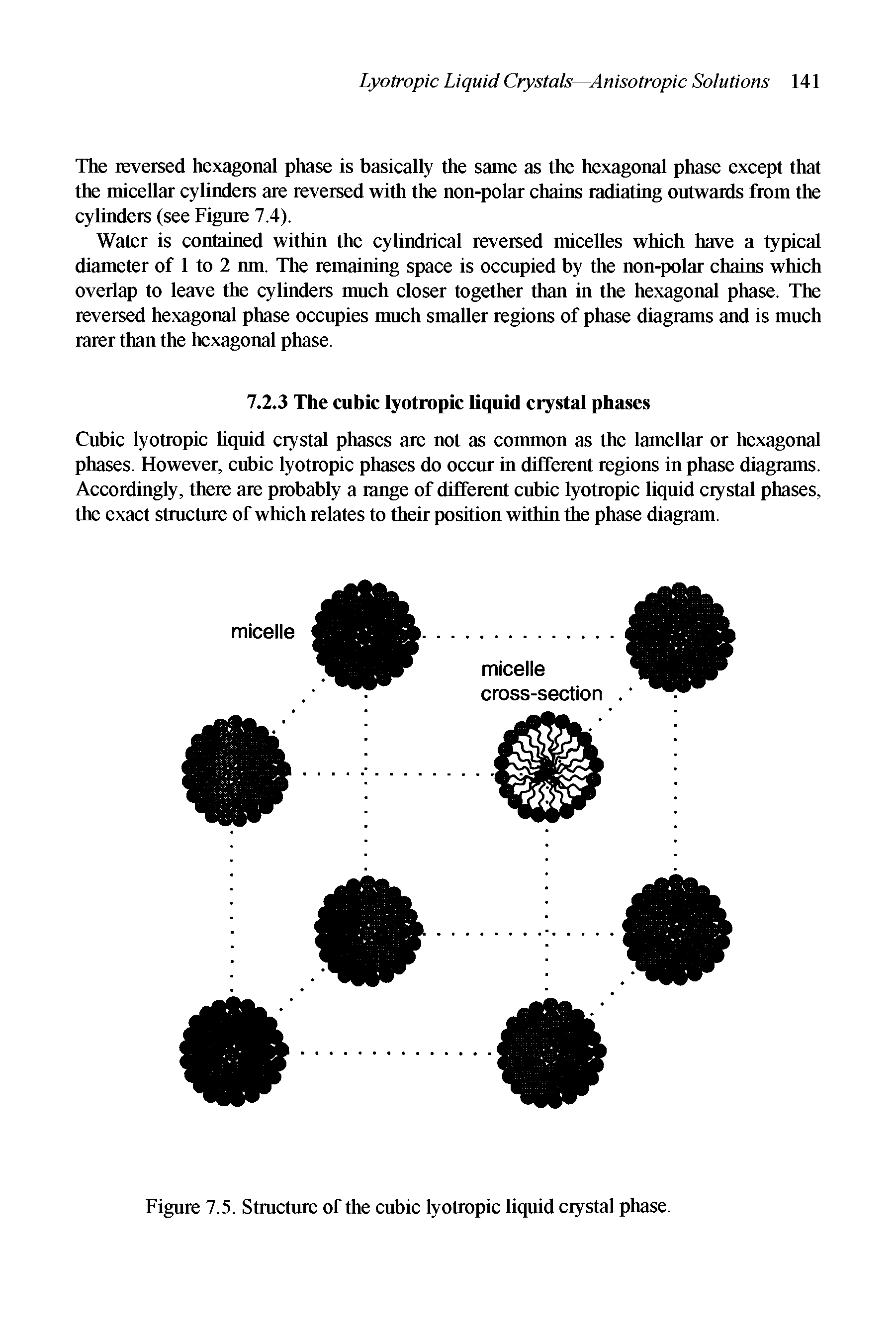 Figure 7.5. Structirre of the cubic lyotropic liquid crystal phase.