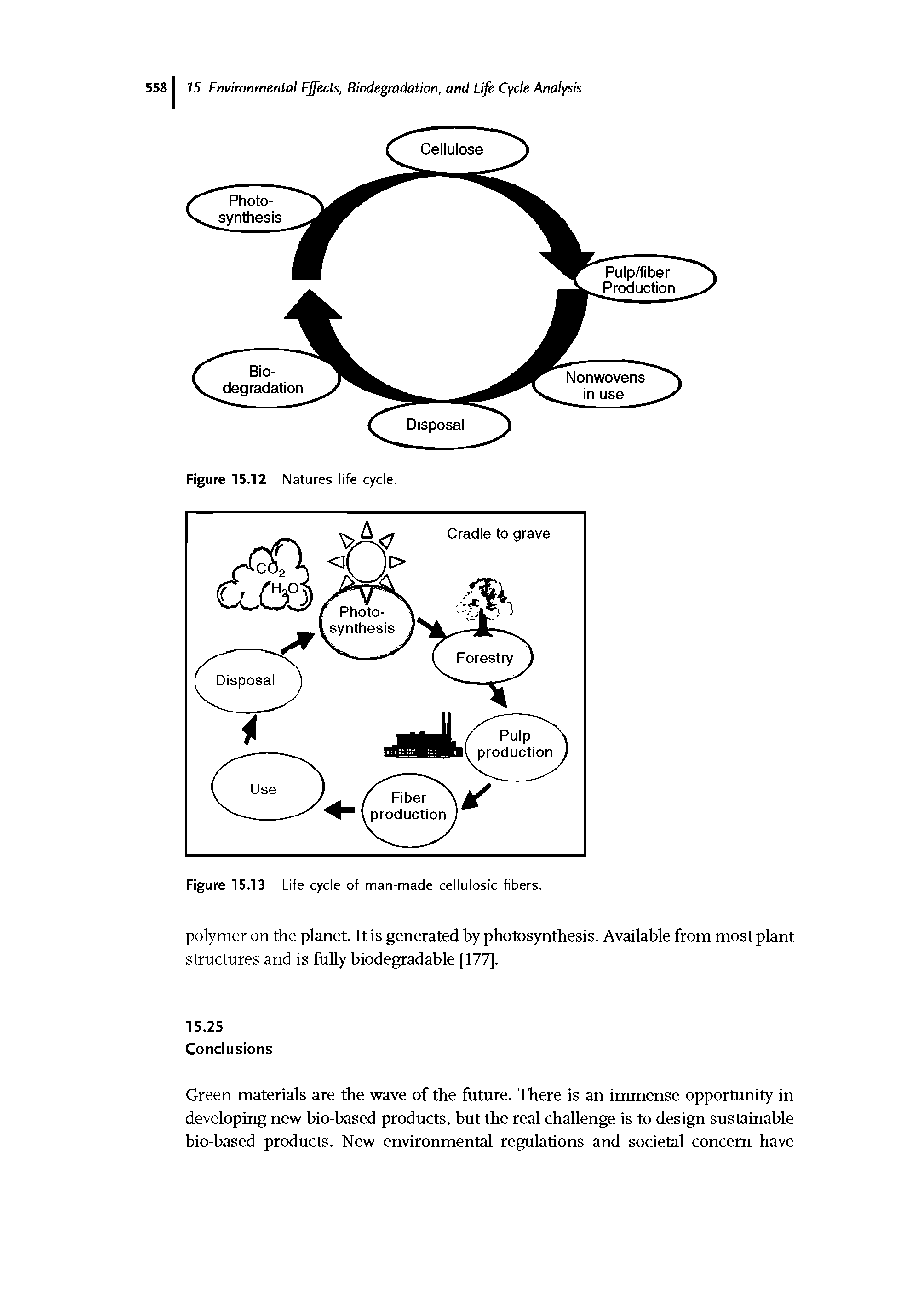 Figure 15.13 Life cycle of man-made cellulosic fibers.