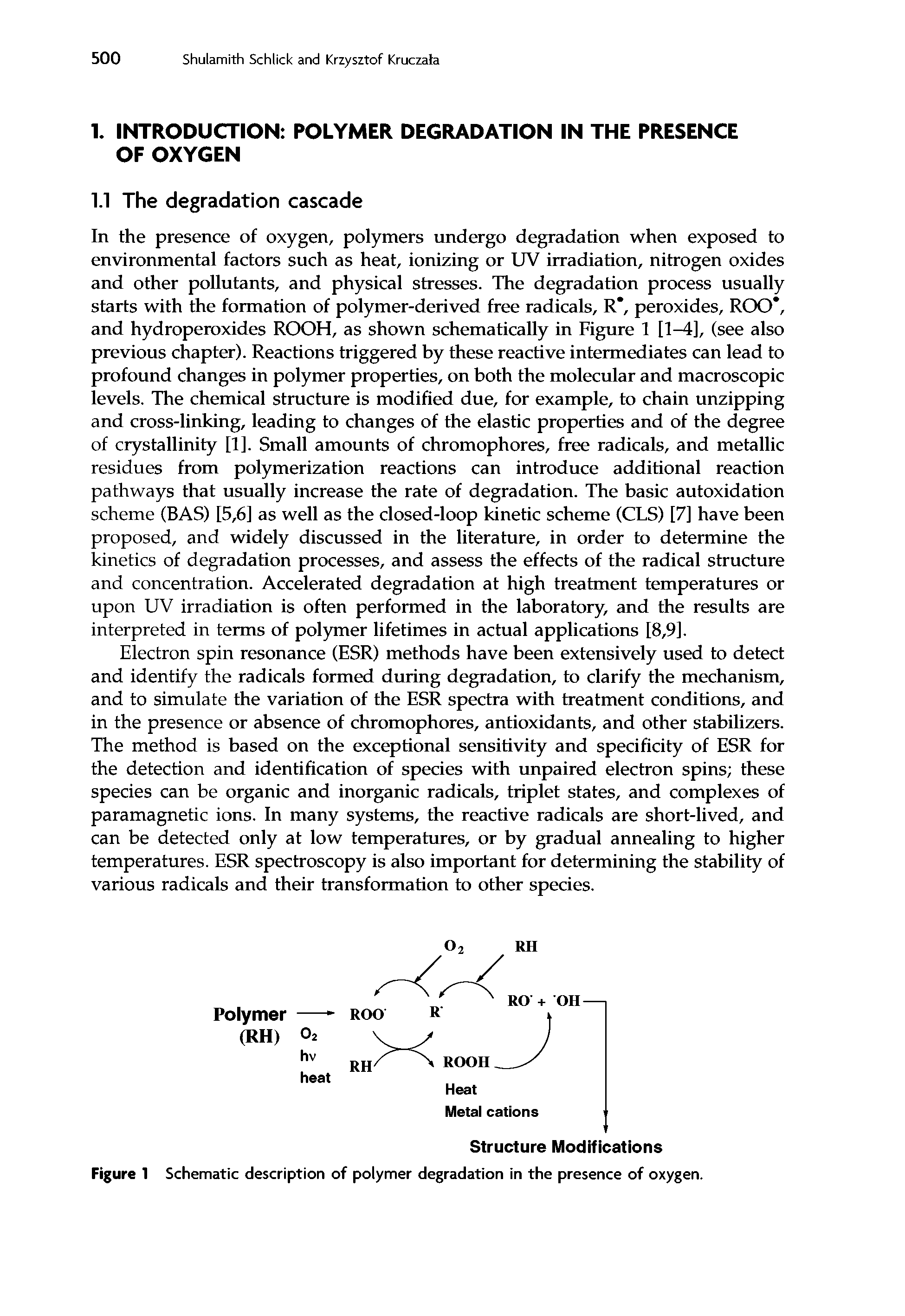 Schematic description of polymer degradation in the presence of oxygen.