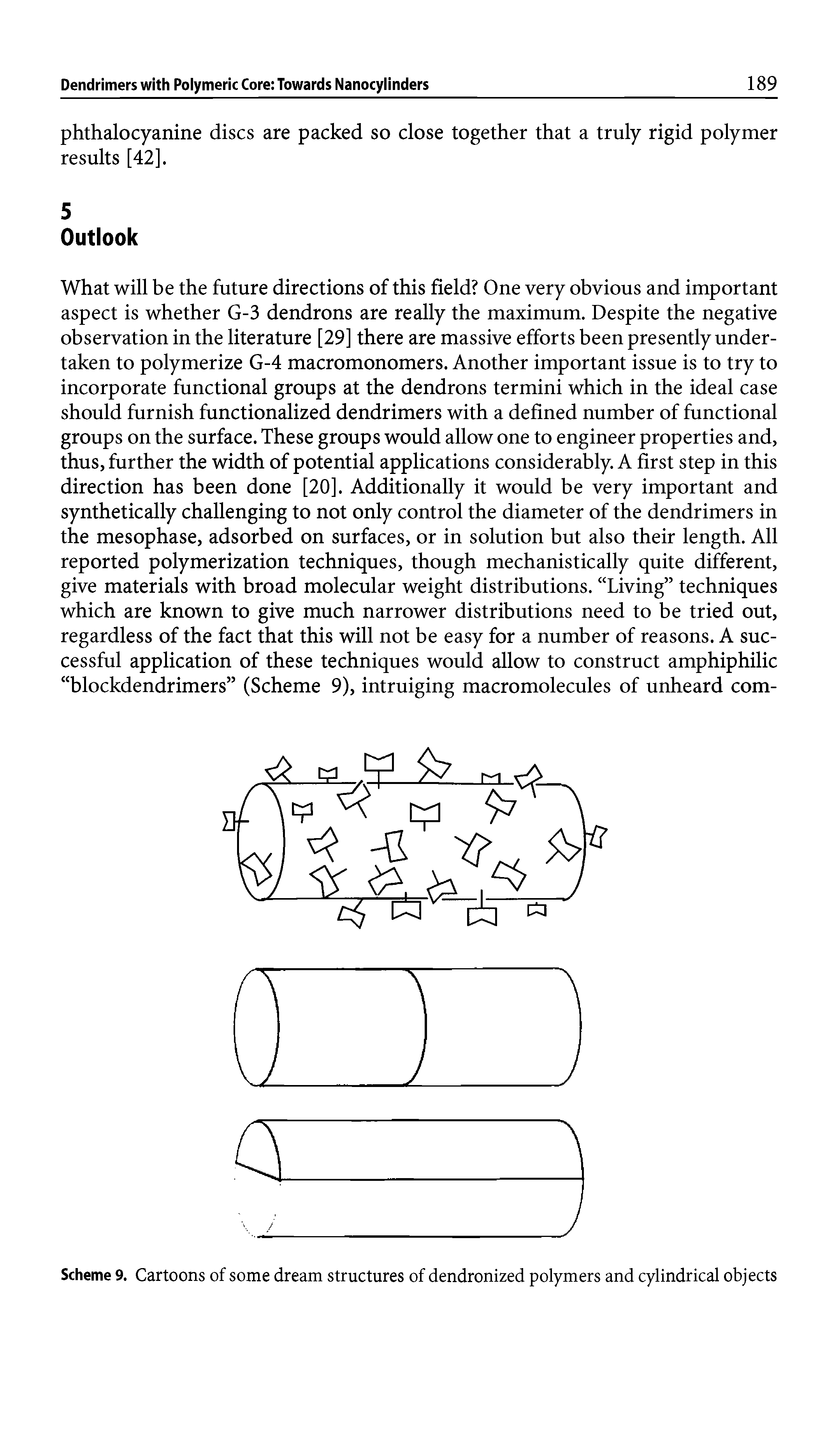 Scheme 9. Cartoons of some dream structures of dendronized polymers and cylindrical objects...