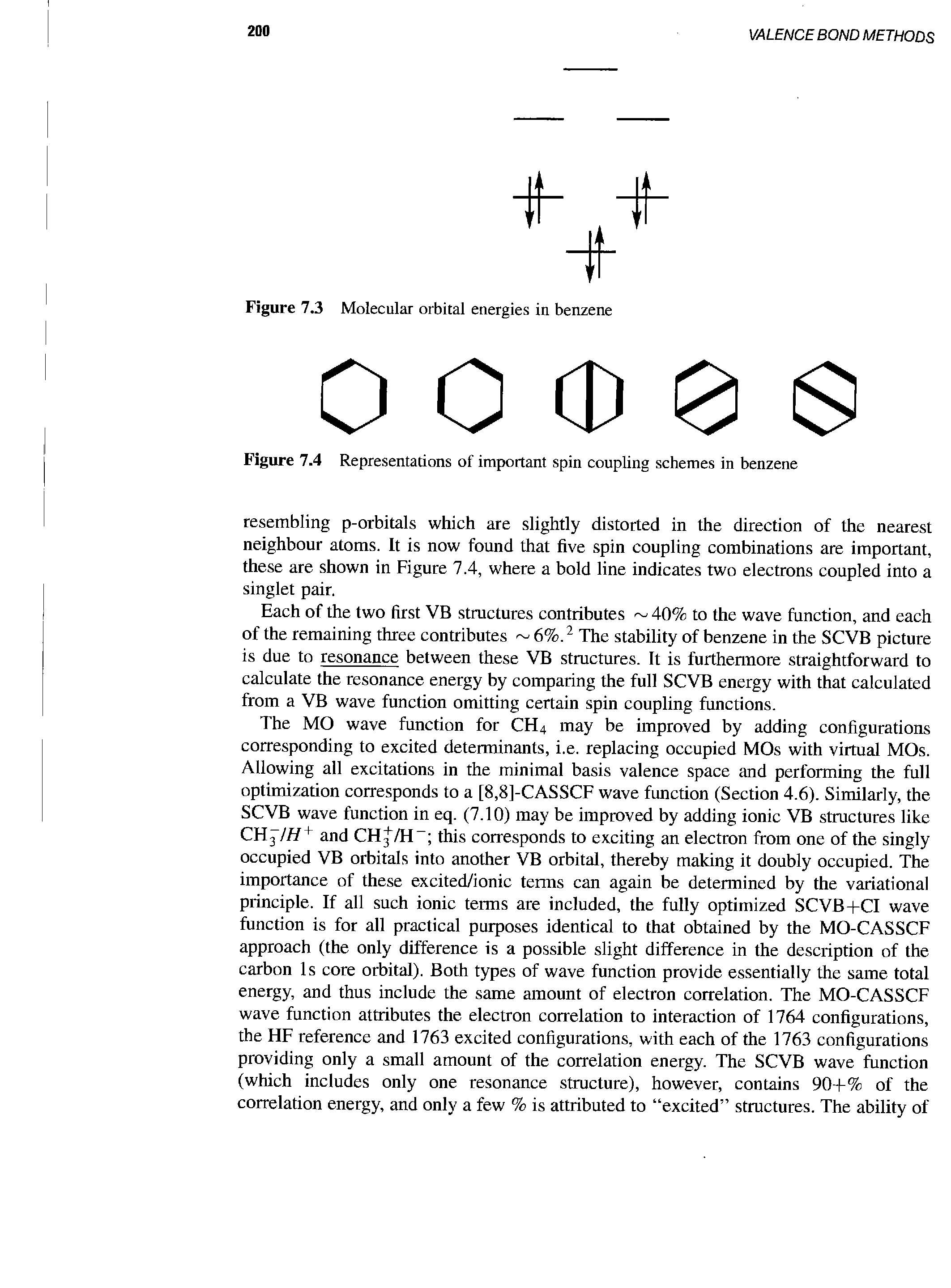 Figure 7.4 Representations of important spin coupling schemes in benzene...