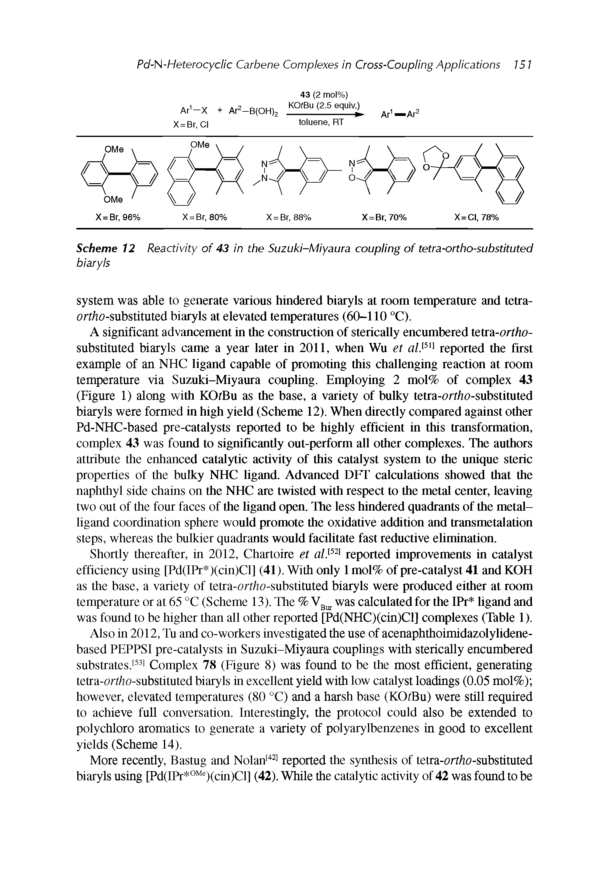 Scheme 12 Reactivity of 43 in the Suzuki-Miyaura coupling of tetra-ortho-substituted biaryls...