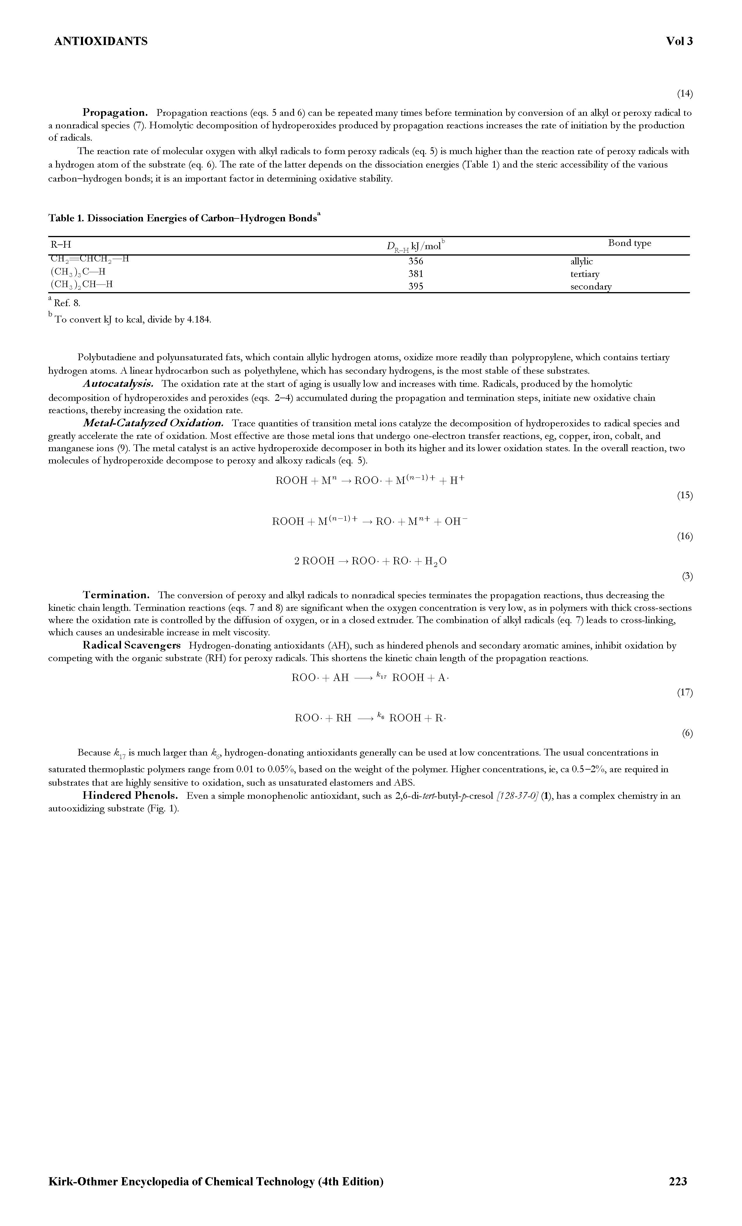 Table 1. Dissociation Energies of Carbon—Hydrogen Bonds ...