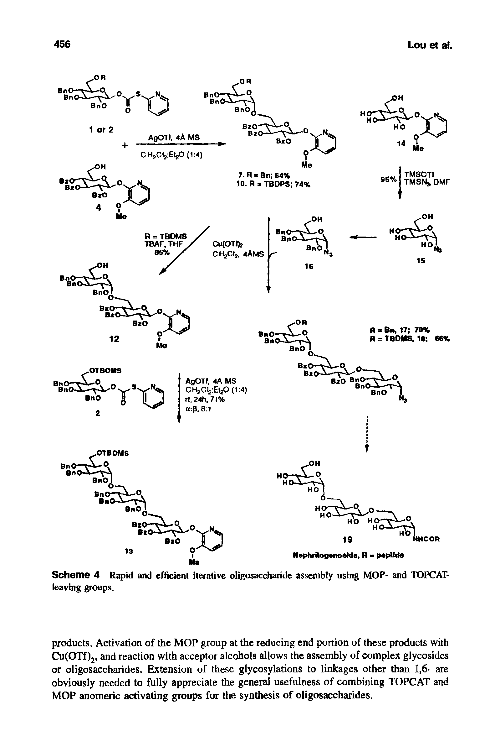 Scheme 4 Rapid and efficient iterative oligosaccharide assembly using MOP- and TOPCAT-leaving groups.