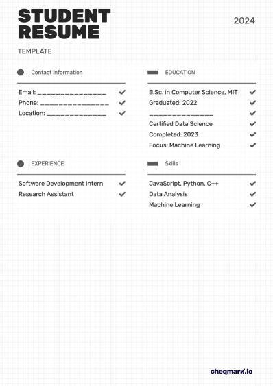 Student Resume Template 