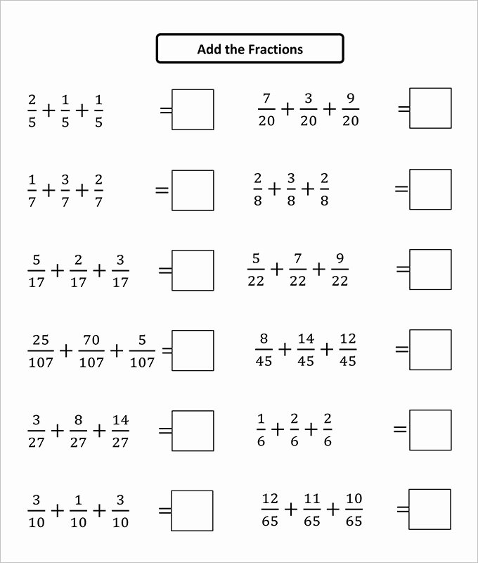 50 Adding Fractions Worksheet Pdf