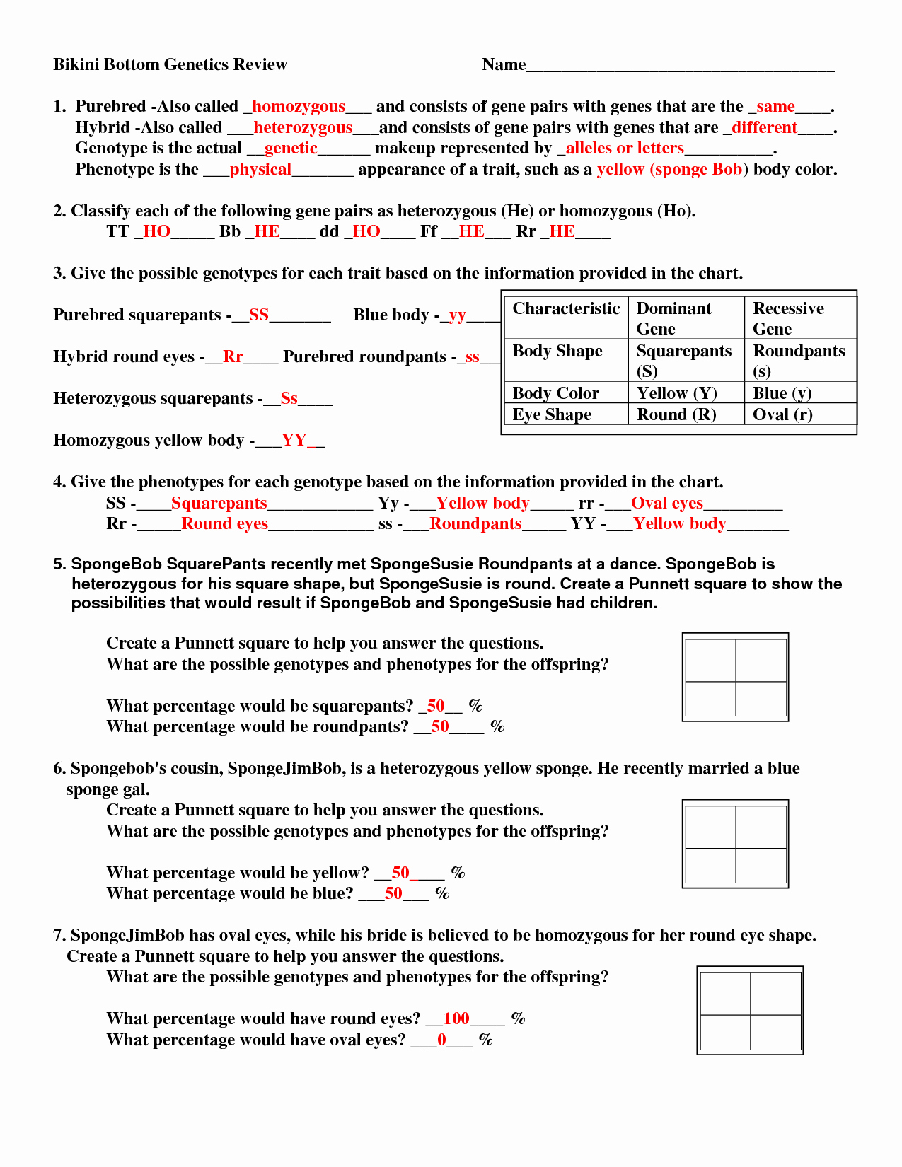 Genetics Worksheet Answer Key Unique 15 Best Of Genetic Punnett Squares Worksheets