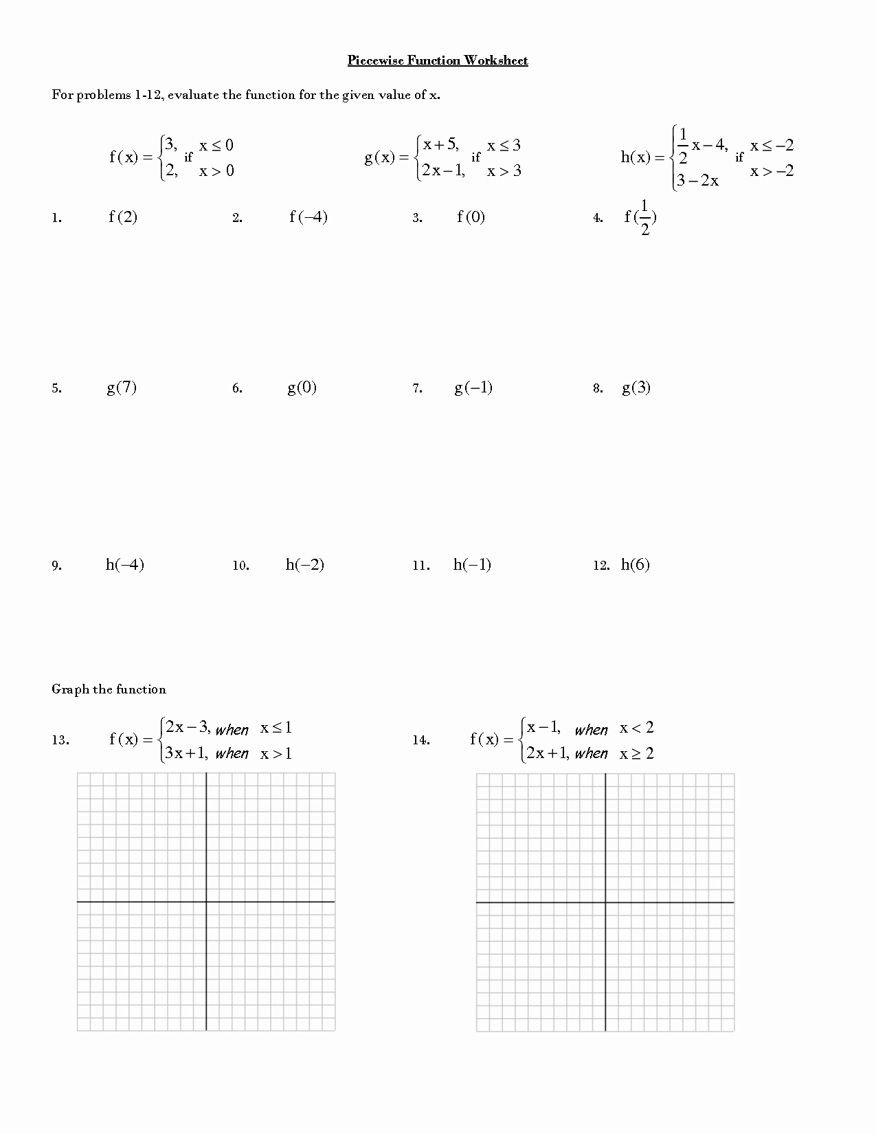 Graphing Piecewise Functions Worksheet Elegant 15 Best Of Evaluating Functions Worksheets Pdf