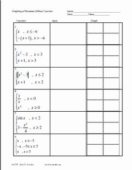 Graphing Piecewise Functions Worksheet Elegant Graphing Piecewise Functions On Ti 83 84 Plus Worksheet