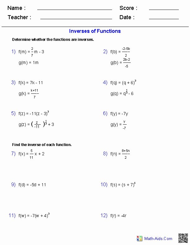 Inverse Functions Worksheet with Answers Inspirational Properties Logarithms Worksheet