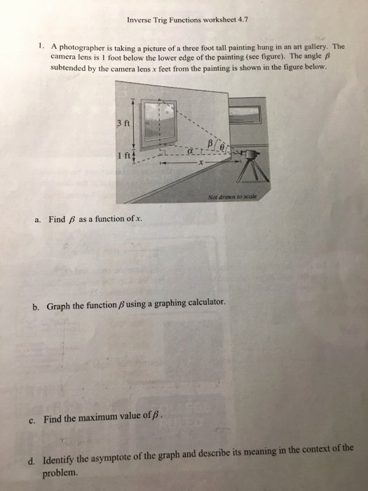 Inverse Functions Worksheet with Answers Luxury solved Inverse Trig Functions Worksheet 4 7 1 A Gra