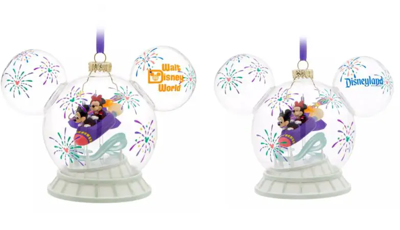 Mickey and Minnie Space Mountain Glass Ball Ornament