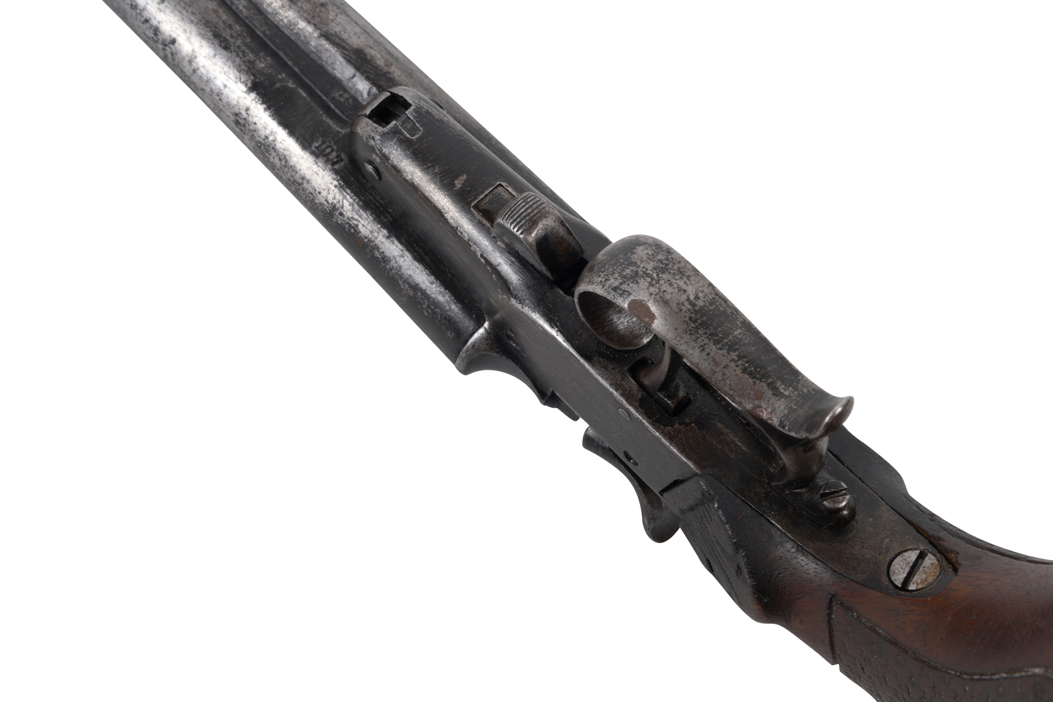 Lot 95 - A 19TH CENTURY BELGIAN DOUBLE-BARRELED PISTOL