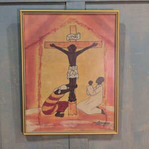 African Crucifixion Picture - an Original Painting on Hessian