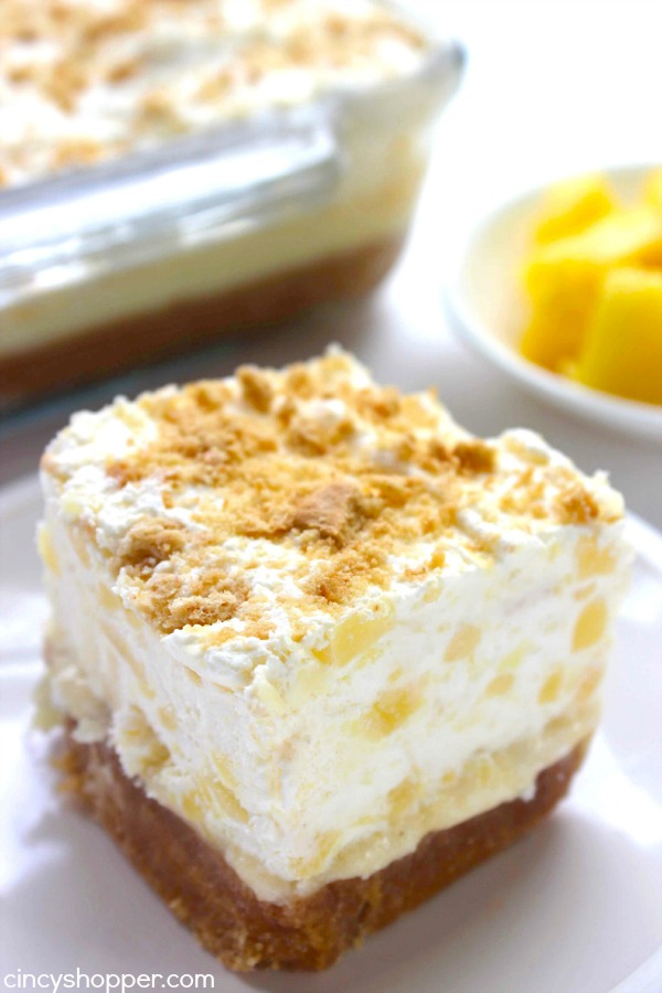 Pineapple Delight- Perfect cold dessert for summer bbqs or potlucks. So refreshing!