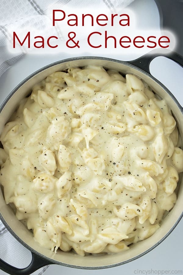 Text on image overhead Panera Mac & Cheese