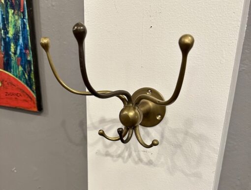 Antique Brass Wall Mount Coat Hanger - Image 4