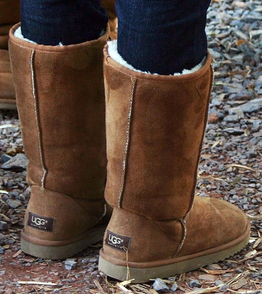  A pair of uggs being worn on a casual day