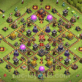 Base plan TH10 (design / layout) with Link, Anti Everything, Hybrid for Farming, #215