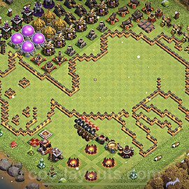 TH10 Funny Troll Base Plan with Link, Copy Town Hall 10 Art Design, #21