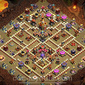 TH16 Anti 3 Stars CWL War Base Plan with Link, Copy Town Hall 16 Design 2024, #52