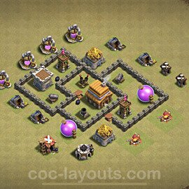 TH4 Max Levels CWL War Base Plan with Link, Anti Everything, Copy Town Hall 4 Design, #11