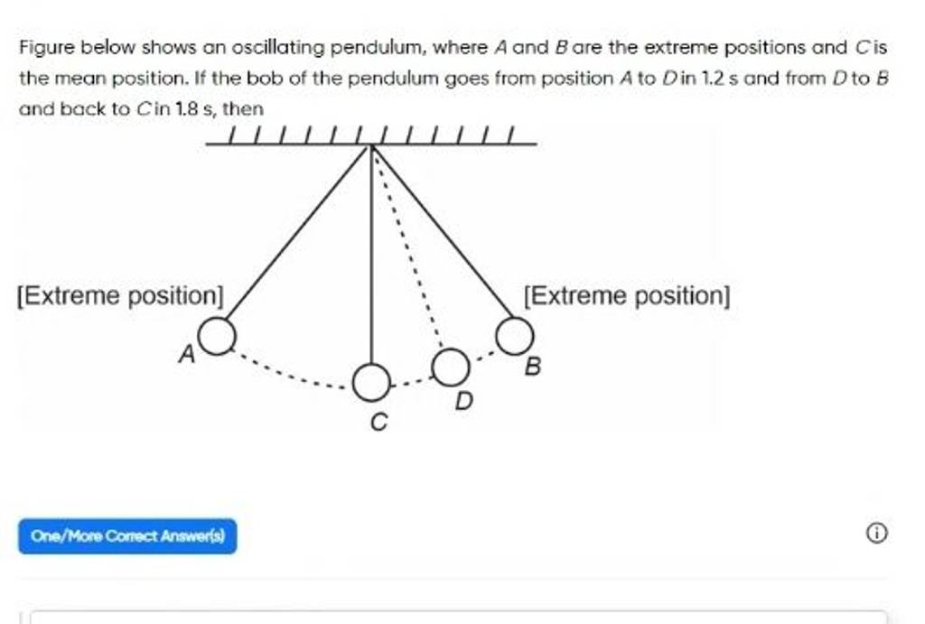 Figure below shows an oscillating pendulum, where A and B are the extr