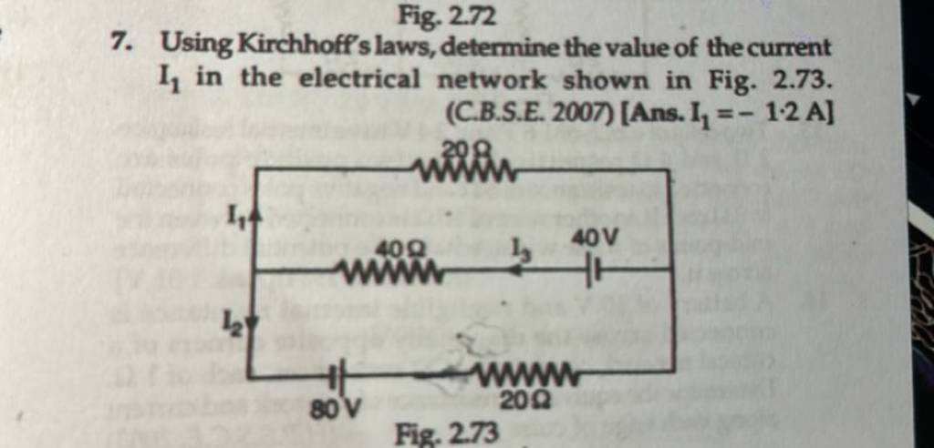 Fig. 2.727. Using Kirchhoff's laws, determine the value of the current I..