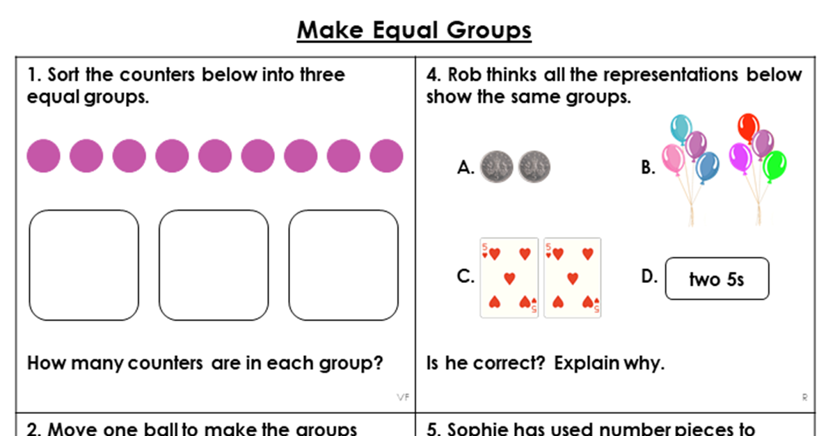 Year 2 Make Equal Groups Lesson – Classroom Secrets | Classroom Secrets