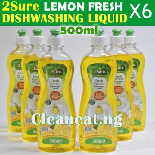 2sure lemon fresh dishwashing liquid 500ml x6