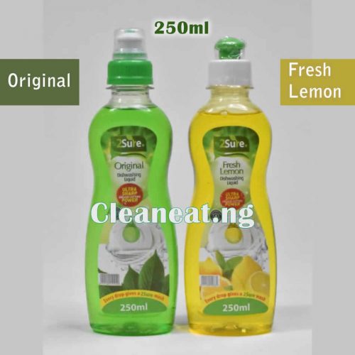 2sure original and lemon fresh dishwashing liquid 250ml