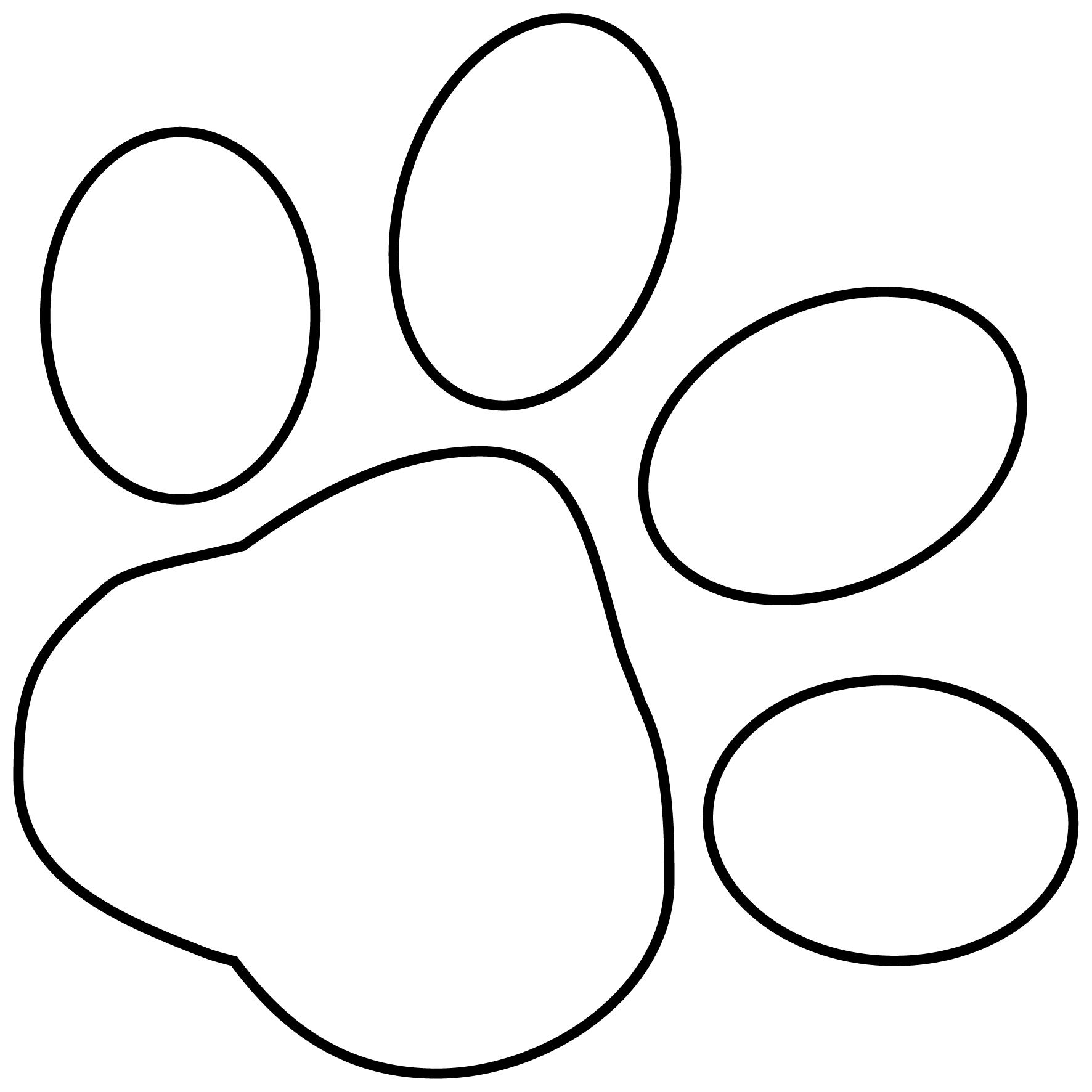 Paw Print Dog Outline Clip Tiger Prints Drawing Vector Tattoo Printable ...